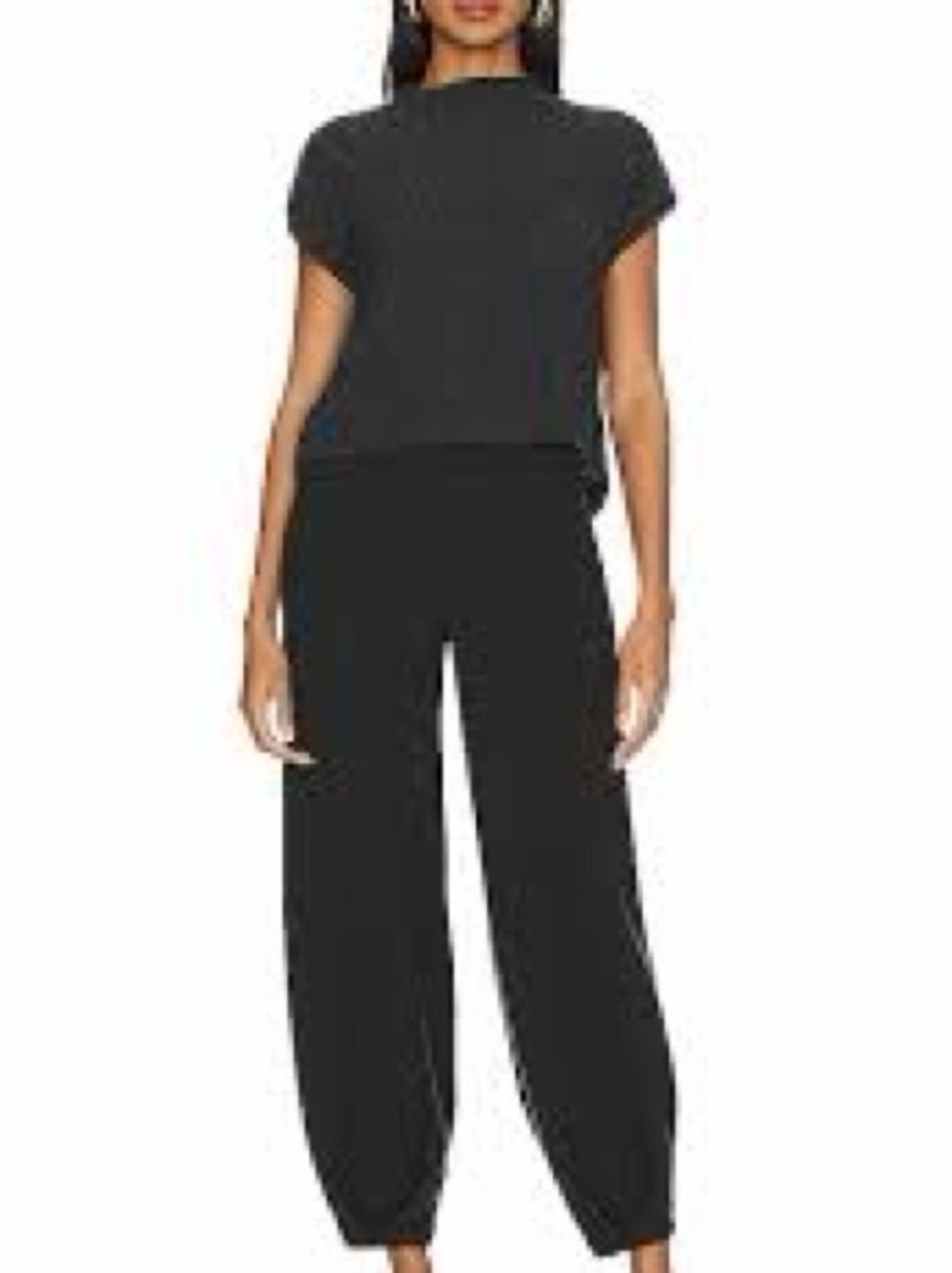 FP Beach Free People Freya Sweater Pants Black Knit Balloon Jogger Small